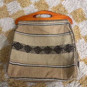 NWOT Handcrafted Tan and Black Woven Bag